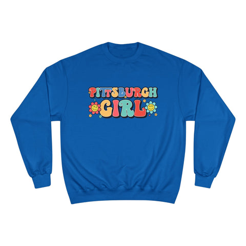 Pittsburgh Girl Sweatshirt - Retro Crewneck Champion Eco Cotton Blend Pullover Sweatshirt - YinzerShop