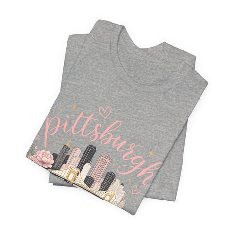 Pittsburgh Girly Bow Pink T-Shirt T-Shirt - YinzerShop