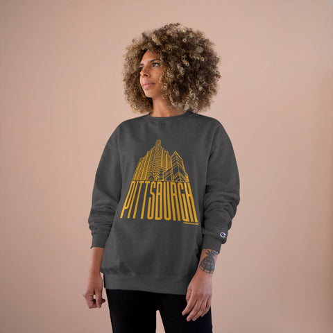 Pittsburgh Glass Building - Champion Crewneck Sweatshirt Sweatshirt - YinzerShop