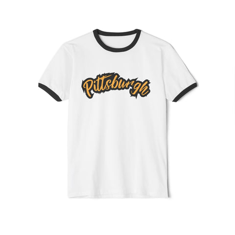 Pittsburgh Grunge Unisex Cotton Ringer T-Shirt T-Shirt - YinzerShop