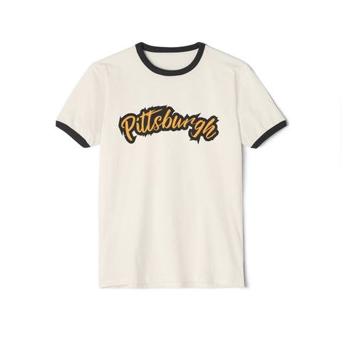 Pittsburgh Grunge Unisex Cotton Ringer T-Shirt T-Shirt - YinzerShop