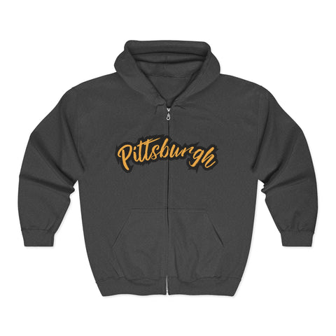 Pittsburgh Grunge - Unisex Heavy Blend™ Full Zip Hooded Sweatshirt Hoodie - YinzerShop