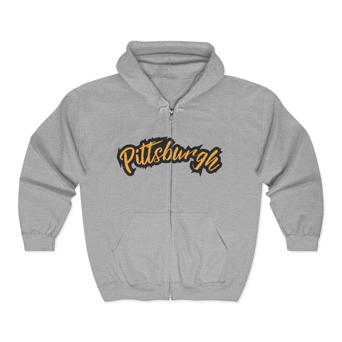 Pittsburgh Grunge - Unisex Heavy Blend™ Full Zip Hooded Sweatshirt Hoodie - YinzerShop