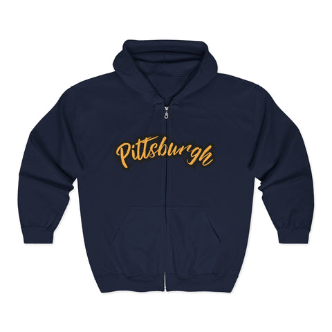 Pittsburgh Grunge - Unisex Heavy Blend™ Full Zip Hooded Sweatshirt Hoodie - YinzerShop