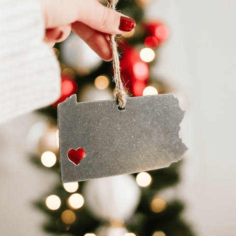 Pittsburgh Heart Ornament - Handmade Steel Holiday Decoration | Eco Friendly Keepsake Holiday Ornaments - YinzerShop