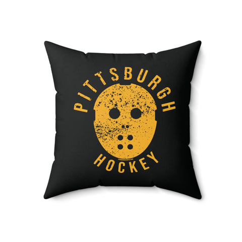 Pittsburgh Hockey Black & Yellow Square Pillow Home Decor - YinzerShop