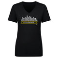 Pittsburgh Hockey Shirt - Cotton V-Neck Sports Fan Tee With Roster Skyline 23 Women's V-Neck T-Shirt - YinzerShop