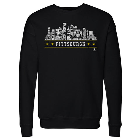 Pittsburgh Hockey Sweatshirt – Roster Skyline 23 Cotton Blend Crewneck Long Sleeve Men's Crewneck Sweatshirt - YinzerShop