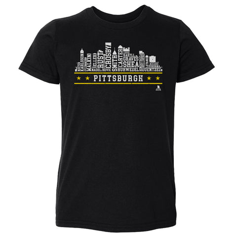Pittsburgh Hockey T-Shirt - Kids Crewneck Hockey Tee With Team Skyline Design Kids Toddler T-Shirt - YinzerShop
