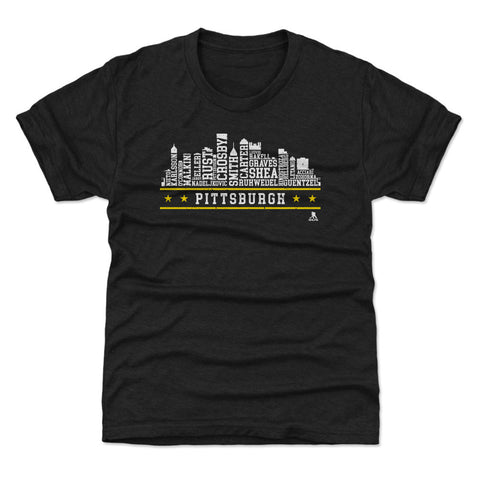 Pittsburgh Hockey T-Shirt - Kids Crewneck Short Sleeve Roster Skyline Tee Kids T-Shirt - YinzerShop