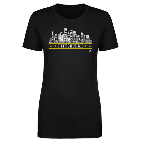 Pittsburgh Hockey T-Shirt – Slim Fit Cotton Crewneck Roster Skyline Tee Women's T-Shirt - YinzerShop