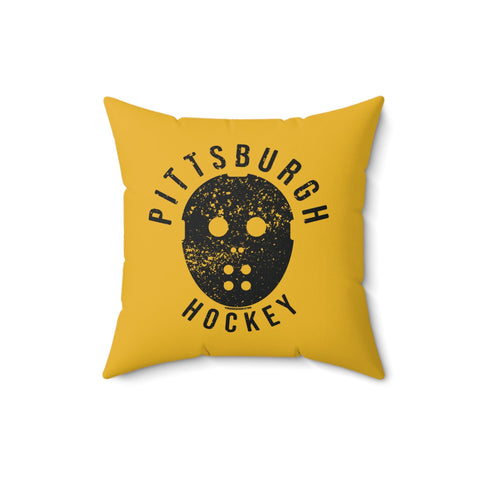 Pittsburgh Hockey Yellow & Black Square Pillow Home Decor - YinzerShop