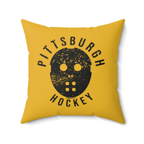 Pittsburgh Hockey Yellow & Black Square Pillow Home Decor - YinzerShop