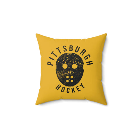 Pittsburgh Hockey Yellow & Black Square Pillow Home Decor - YinzerShop