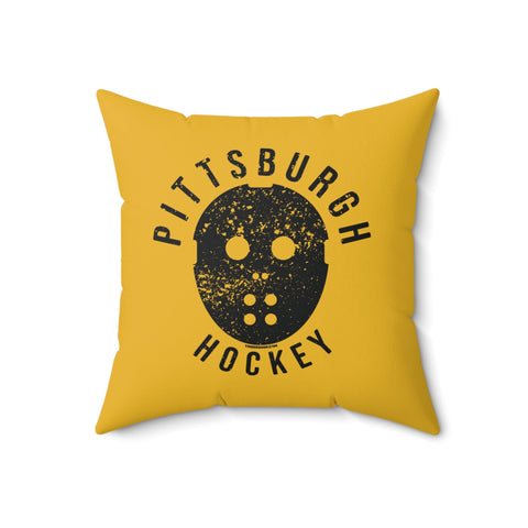 Pittsburgh Hockey Yellow & Black Square Pillow Home Decor - YinzerShop