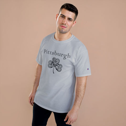 Pittsburgh Irish Clover - Champion T-Shirt T-Shirt - YinzerShop