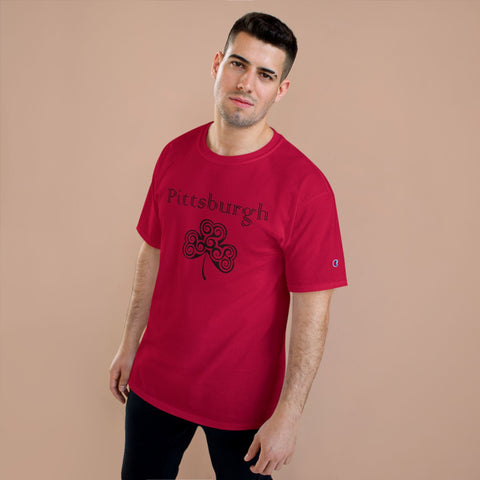 Pittsburgh Irish Clover - Champion T-Shirt T-Shirt - YinzerShop