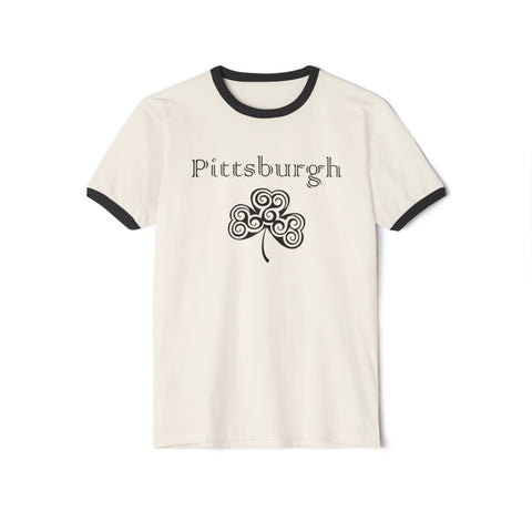 Pittsburgh Irish Clover - Unisex Cotton Ringer T-Shirt T-Shirt - YinzerShop