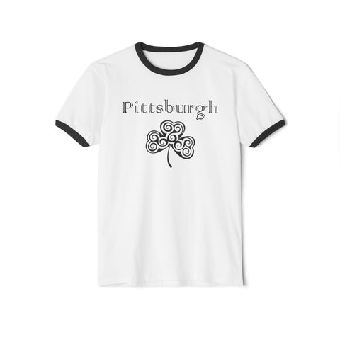 Pittsburgh Irish Clover - Unisex Cotton Ringer T-Shirt T-Shirt - YinzerShop