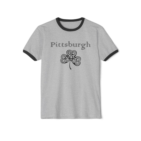 Pittsburgh Irish Clover - Unisex Cotton Ringer T-Shirt T-Shirt - YinzerShop