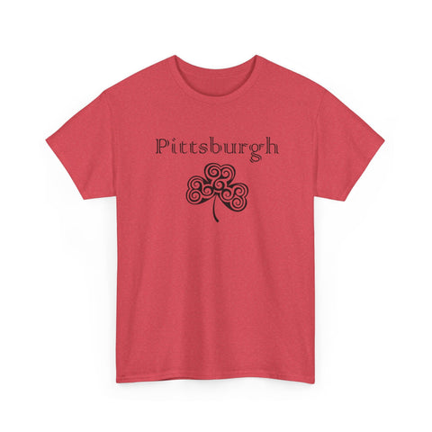 Pittsburgh Irish Clover - Unisex Heavy Cotton Tee T-Shirt - YinzerShop