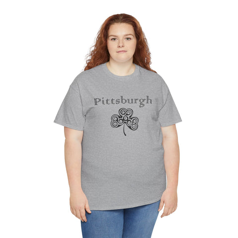 Pittsburgh Irish Clover - Unisex Heavy Cotton Tee T-Shirt - YinzerShop