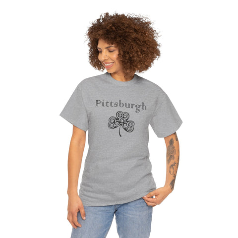 Pittsburgh Irish Clover - Unisex Heavy Cotton Tee T-Shirt - YinzerShop