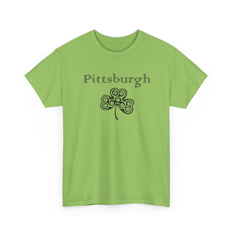 Pittsburgh Irish Clover - Unisex Heavy Cotton Tee T-Shirt - YinzerShop