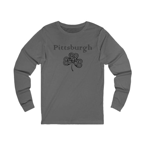 Pittsburgh Irish Clover - Unisex Long Sleeve Tee Long Sleeve Shirt - YinzerShop