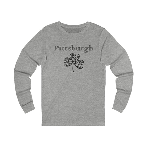 Pittsburgh Irish Clover - Unisex Long Sleeve Tee Long Sleeve Shirt - YinzerShop