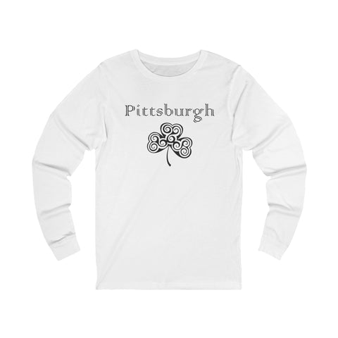 Pittsburgh Irish Clover - Unisex Long Sleeve Tee Long Sleeve Shirt - YinzerShop