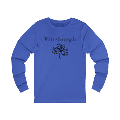 Pittsburgh Irish Clover - Unisex Long Sleeve Tee Long Sleeve Shirt - YinzerShop