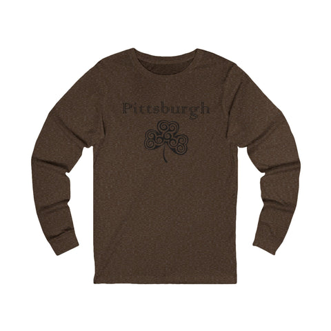 Pittsburgh Irish Clover - Unisex Long Sleeve Tee Long Sleeve Shirt - YinzerShop