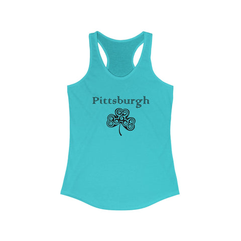 Pittsburgh Irish Clover Women's Racerback Tank - Fitted Lightweight Cotton Blend Tank Top - YinzerShop