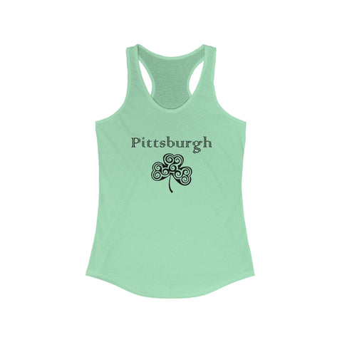 Pittsburgh Irish Clover Women's Racerback Tank - Fitted Lightweight Cotton Blend Tank Top - YinzerShop