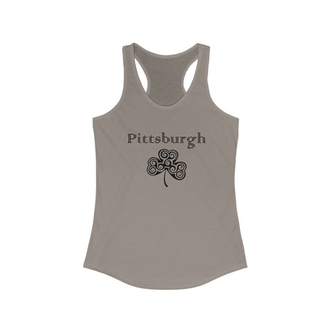 Pittsburgh Irish Clover Women's Racerback Tank - Fitted Lightweight Cotton Blend Tank Top - YinzerShop