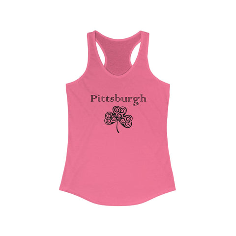 Pittsburgh Irish Clover Women's Racerback Tank - Fitted Lightweight Cotton Blend Tank Top - YinzerShop