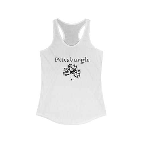 Pittsburgh Irish Clover Women's Racerback Tank - Fitted Lightweight Cotton Blend Tank Top - YinzerShop
