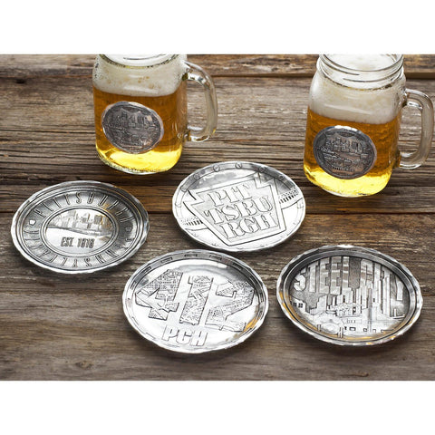 Pittsburgh Keystone Coaster – Hand Forged Aluminum Drink Coaster with Riveted Steel Design Key Chain - YinzerShop