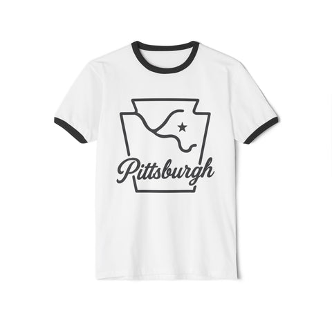 Pittsburgh Keystone Rivers - Unisex Cotton Ringer T-Shirt T-Shirt - YinzerShop