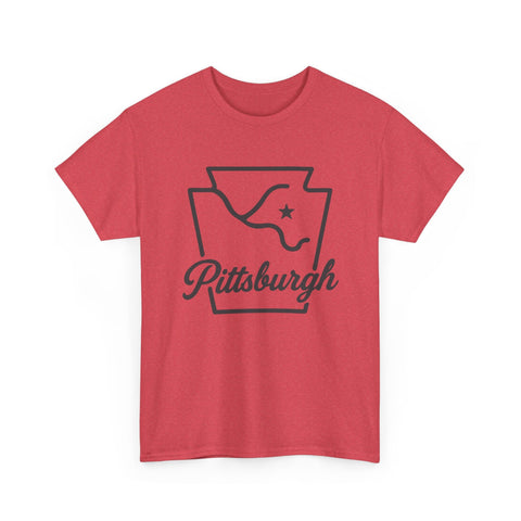 Pittsburgh Keystone Rivers - Unisex Heavy Cotton Tee T-Shirt - YinzerShop
