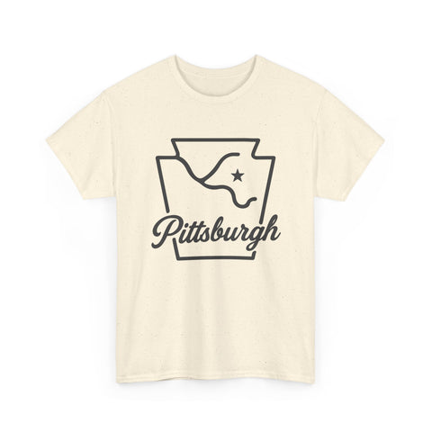 Pittsburgh Keystone Rivers - Unisex Heavy Cotton Tee T-Shirt - YinzerShop