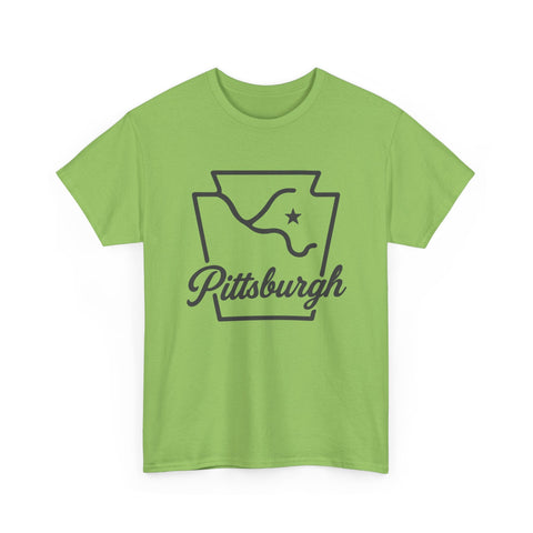 Pittsburgh Keystone Rivers - Unisex Heavy Cotton Tee T-Shirt - YinzerShop