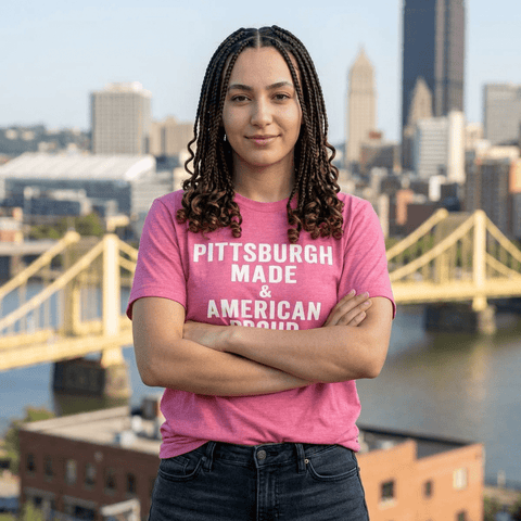 Pittsburgh Made & American Proud Tee — Retro Pride Graphic T-Shirt T-Shirt - YinzerShop