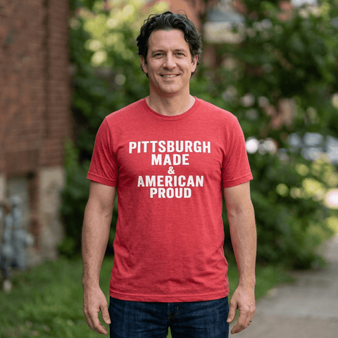 Pittsburgh Made & American Proud Tee — Retro Pride Graphic T-Shirt T-Shirt - YinzerShop