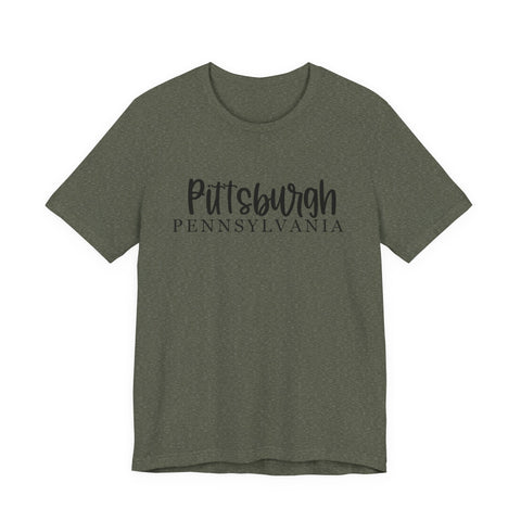 Pittsburgh Map (Print on Back) - Unisex Jersey Short Sleeve Tee T-Shirt - YinzerShop
