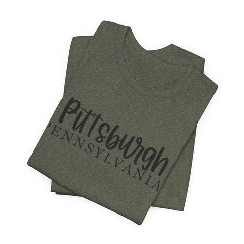 Pittsburgh Map (Print on Back) - Unisex Jersey Short Sleeve Tee T-Shirt - YinzerShop