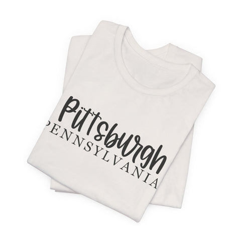 Pittsburgh Map (Print on Back) - Unisex Jersey Short Sleeve Tee T-Shirt - YinzerShop