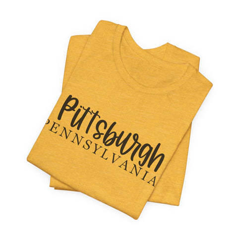 Pittsburgh Map (Print on Back) - Unisex Jersey Short Sleeve Tee T-Shirt - YinzerShop