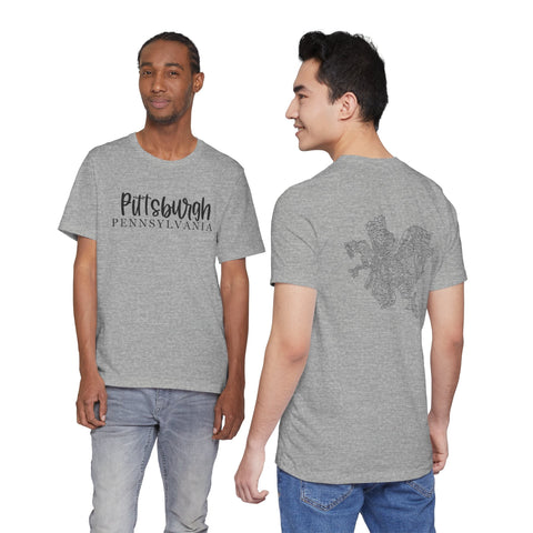 Pittsburgh Map (Print on Back) - Unisex Jersey Short Sleeve Tee T-Shirt - YinzerShop